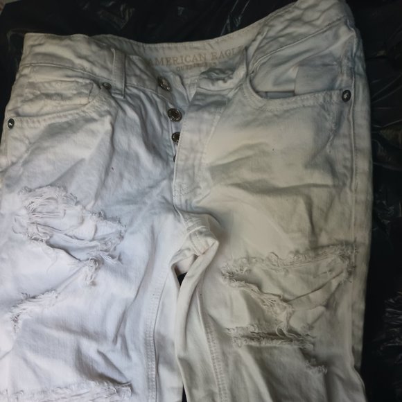 american eagle white ripped distressed  jeans - Picture 3 of 3